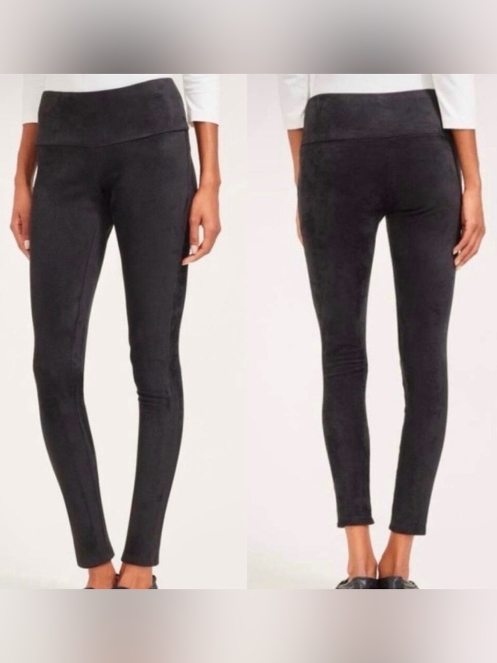 J. McLaughlin Lori Faux Suede Pull On High Waisted Legging Black Large Cozy Chic